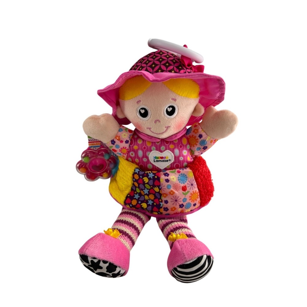 Lamaze Tomy My Friend Emily Plush Baby Activity Doll Clip-On Hook Rattle Teether